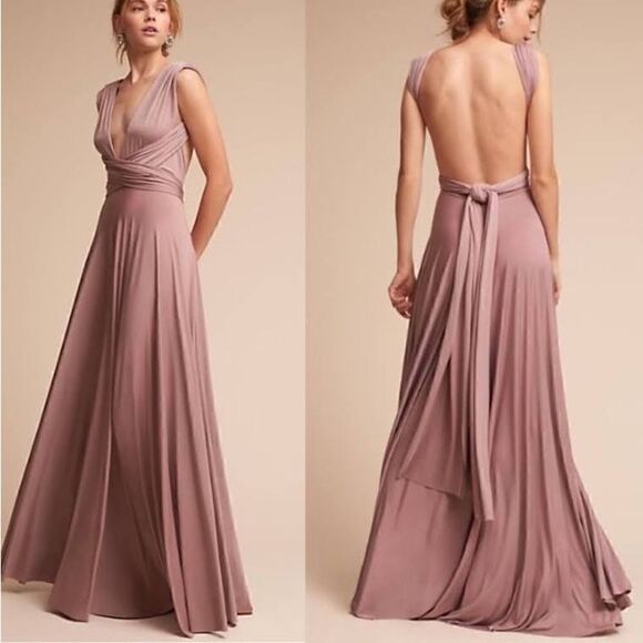 Two Birds Convertible Maxi Dress Mauve Pink - Picture 3 of 9